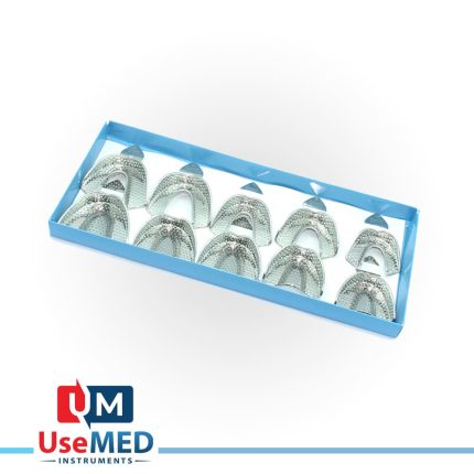 Set of 10.pcs Dental Impression Trays Perforated Extra Small Small Medium Large Extra Large Uper and Lower